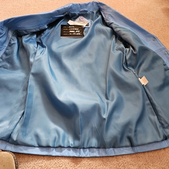 Malik's NWT blue sheepskin leather blazer/jacket - Picture 3 of 6